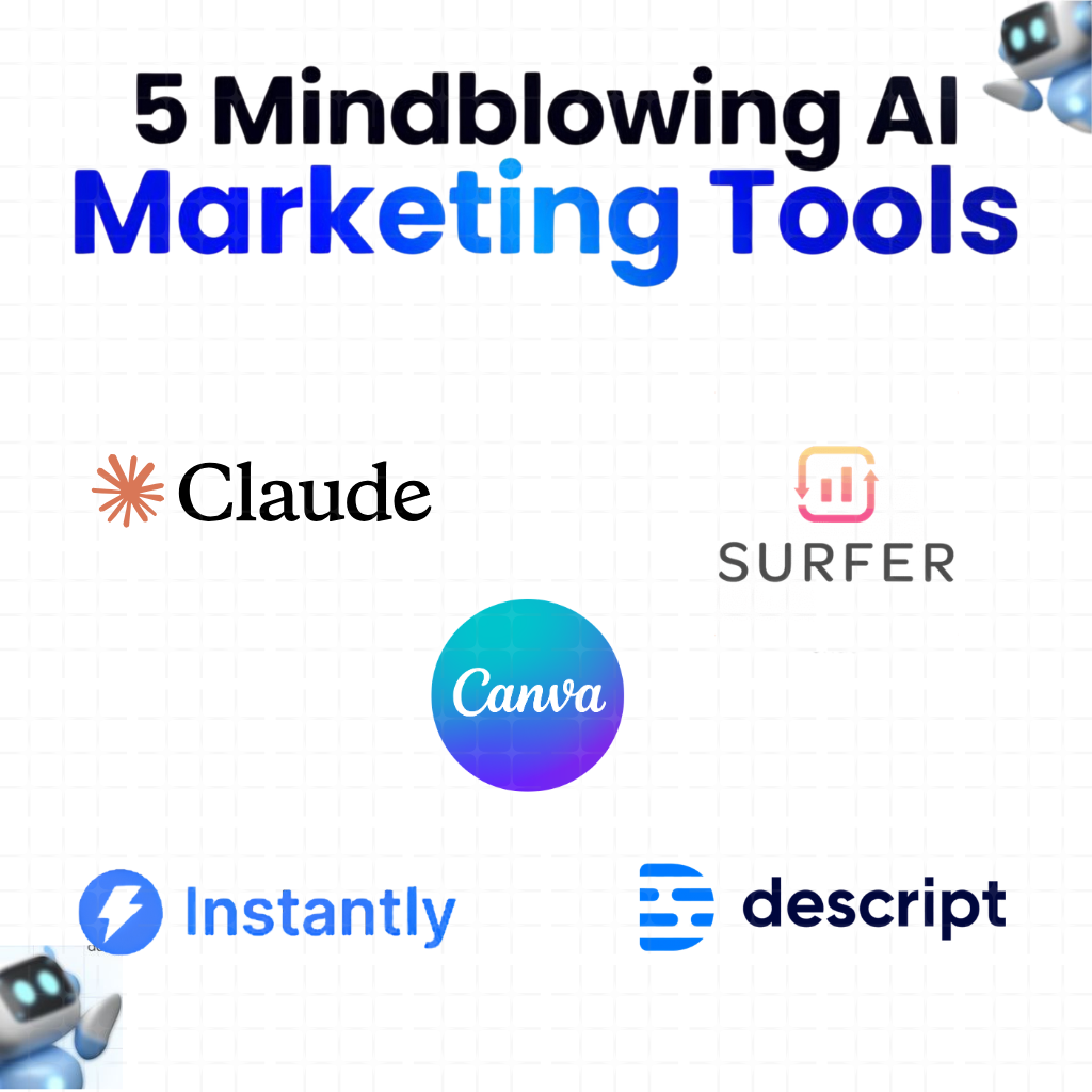 AI marketing tools including Claude, Canva, Surfer, Instantly and Descript”, “Top AI tools for marketing automation and content creation in 2026”, “Best AI marketing software list with Claude Canva Surfer Instantly and Descript.